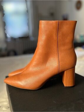 J. Crew Sadie Pointed-Toe Boots in Warm Sepia Leather